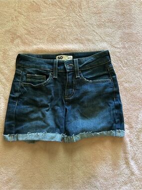 SO Dark Blue Rolled Hem Denim Shorts